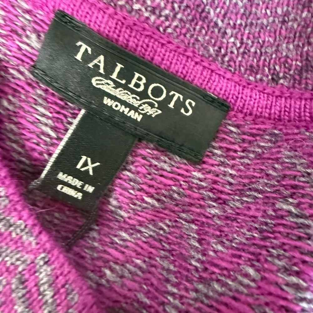 Talbots Women Cardigan Sweater Button Purple Wool Angora Cashmere 1X NEW 1711 - Picture 3 of 5
